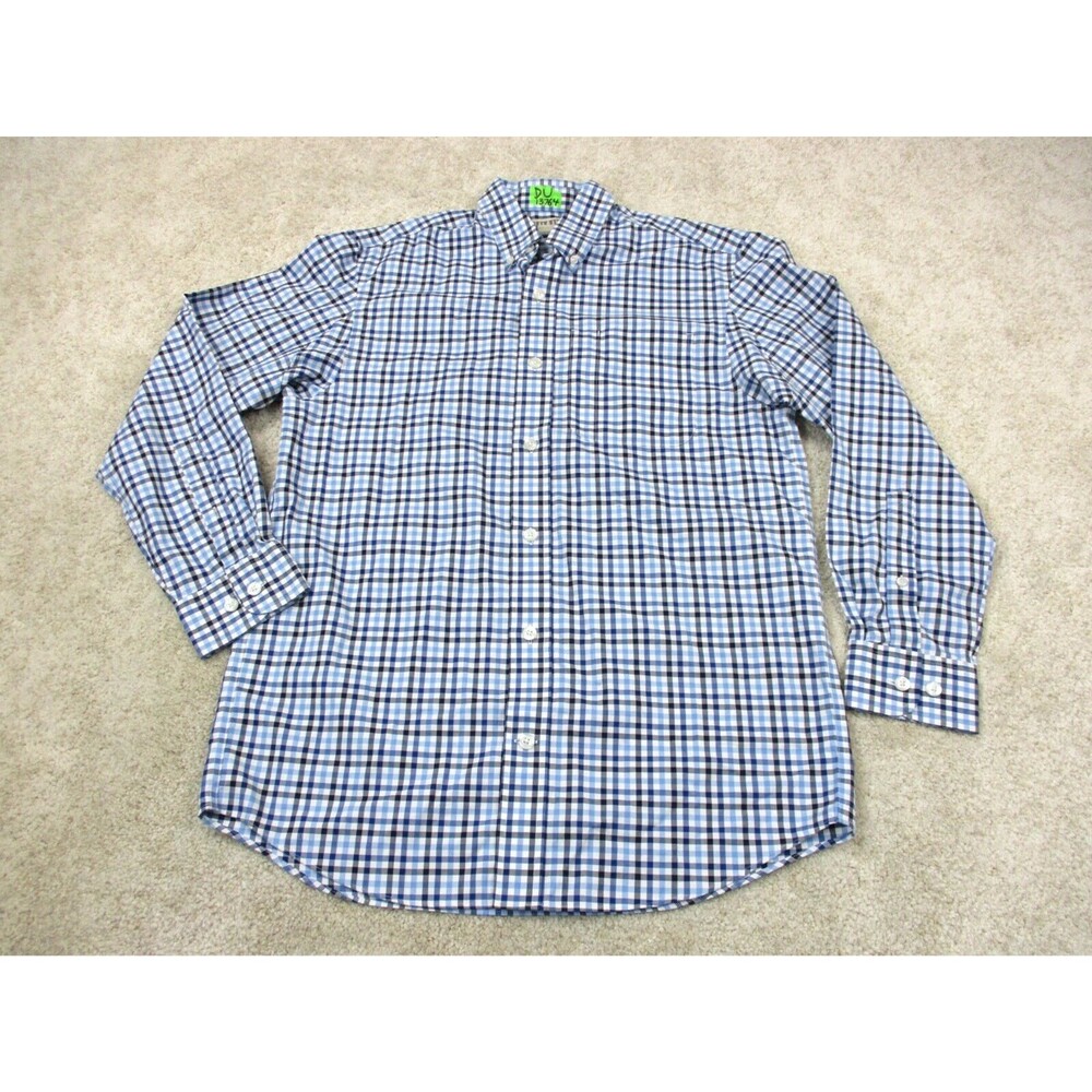 Duluth Shirt Mens Small Blue White Plaid Cotton Long Sleeve Casual Button Up